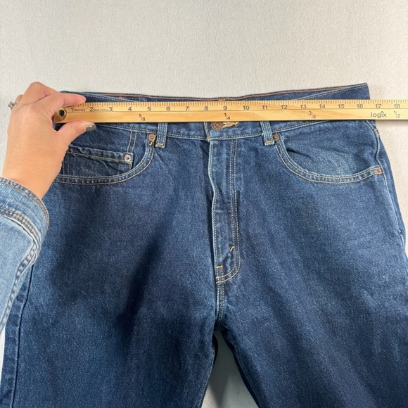Levis Jeans Mens 34 Blue Straight Regular Fit Mid Rise Dark Wash - Picture 5 of 10